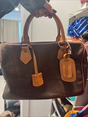 Etro Boston Handbag in Dark Brown and Tan